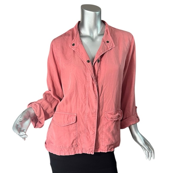 Sanctuary Women’s Large Pink Lightweight Shirt Jacket Snap Down Roll Tab Sleeve - Picture 3 of 12